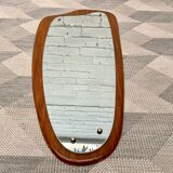 Vintage triangular wall mirror teak frame - 80x37cm