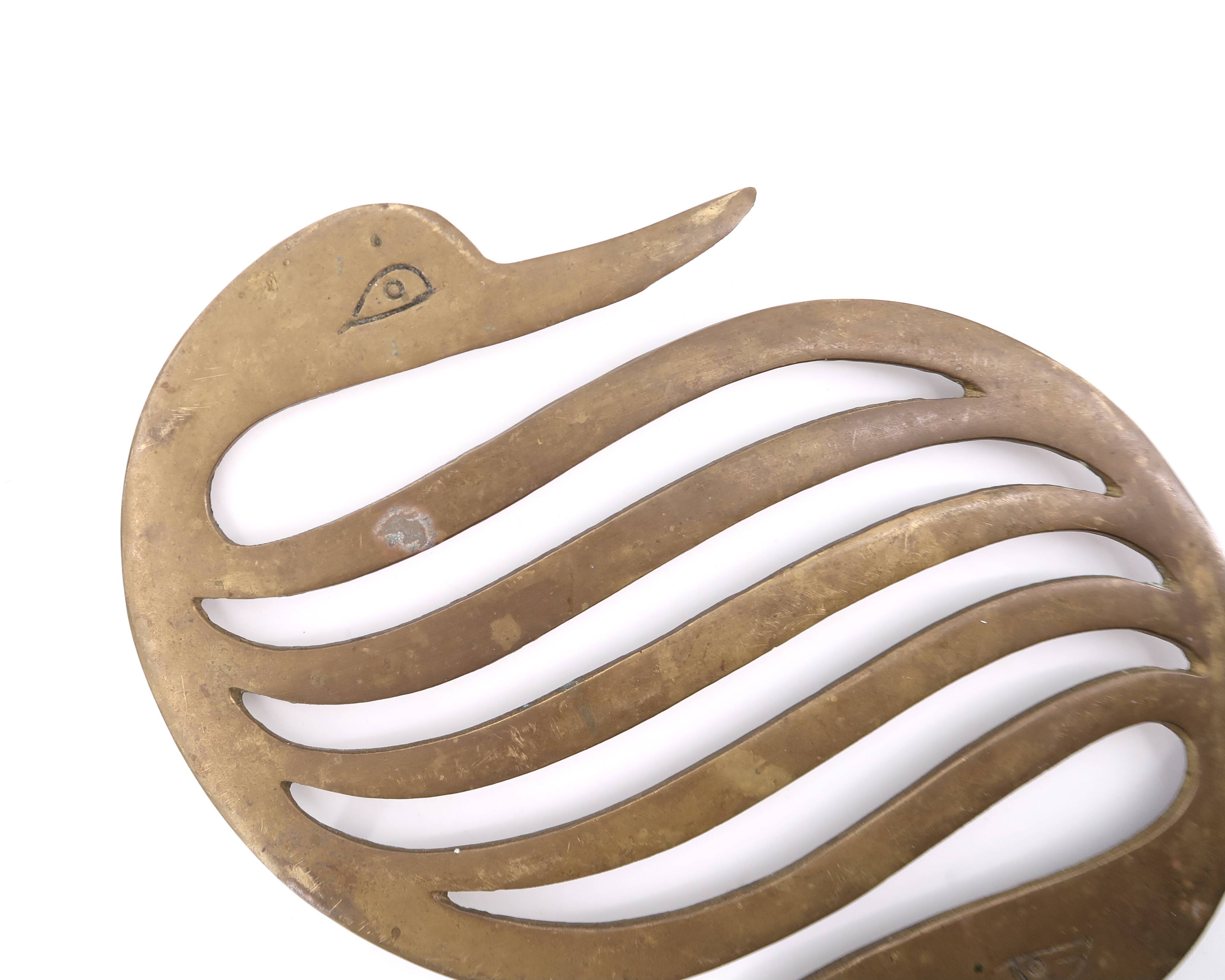 Brass swan trivet, 1960s
