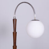 Lampadaire cubisme tchèque restauré, hêtre, acier chromé, Tchéquie, années 1920