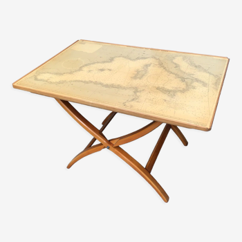 Marine side table with navigation chart top