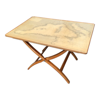 Marine side table with navigation chart top