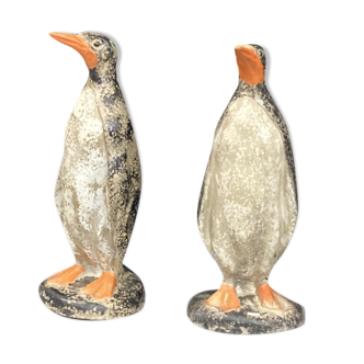 Pair of concrete penguins