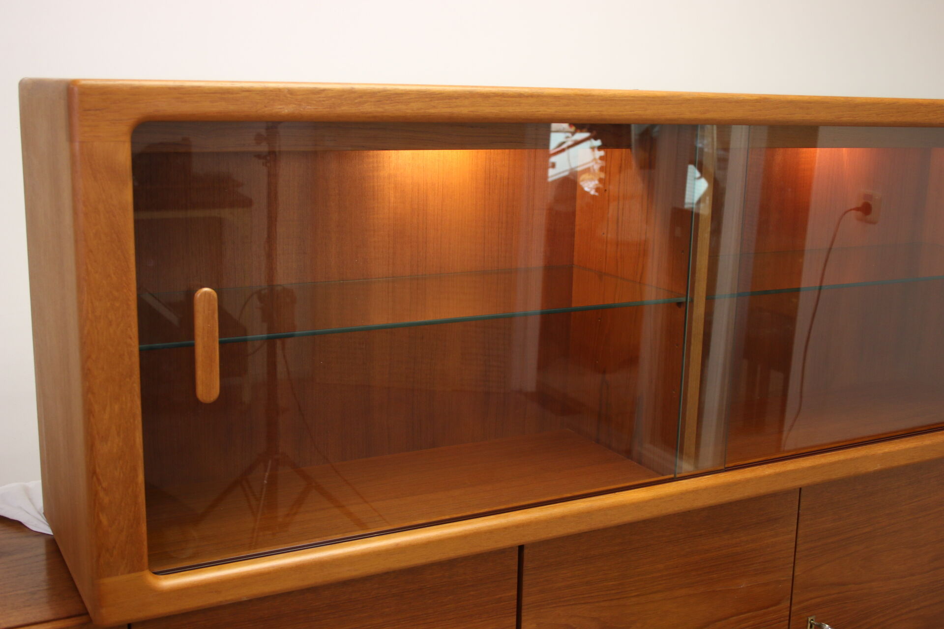 johannes Andersen teak lighted display cabine For Silkeborg Denmark