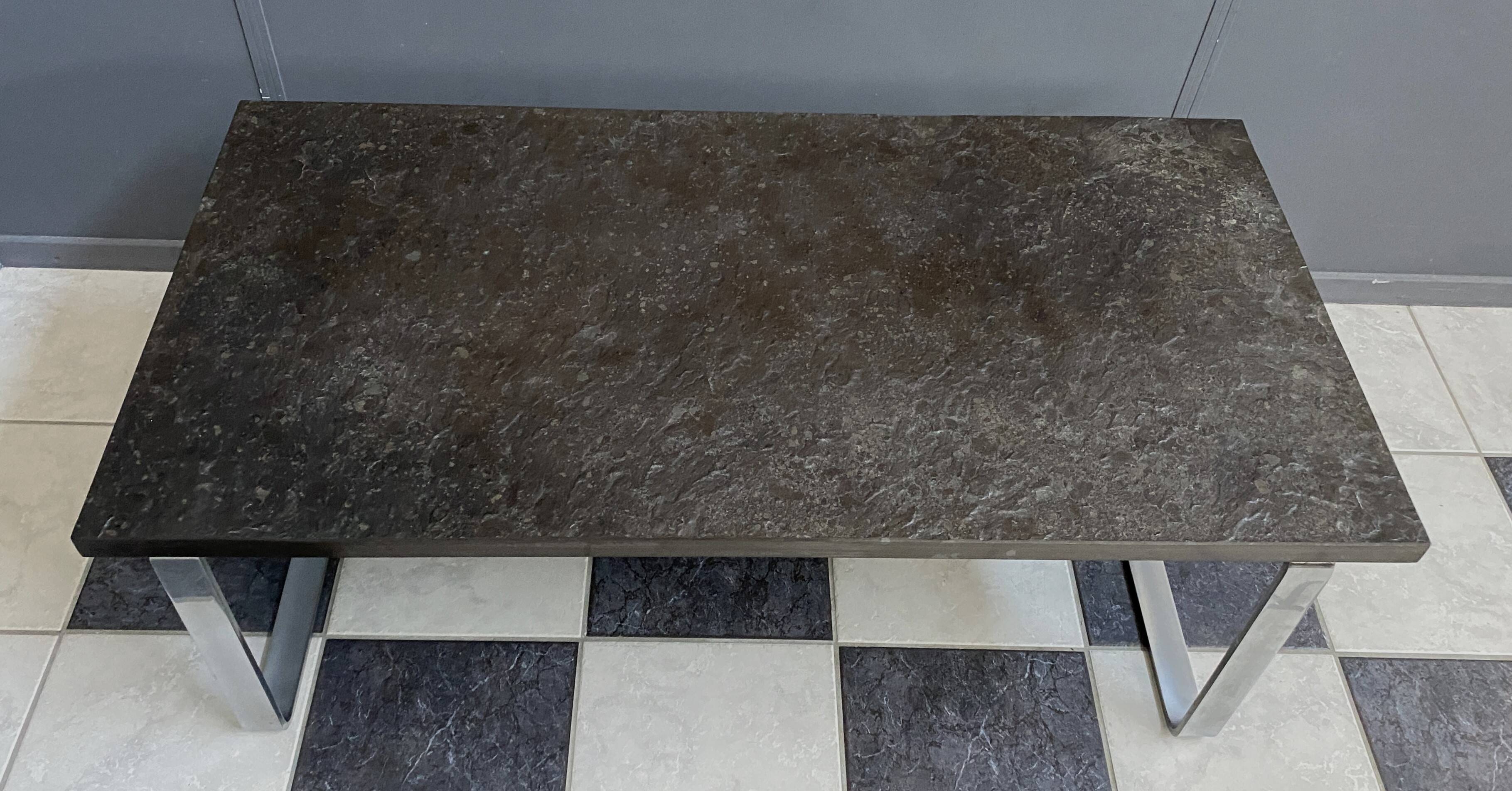 Slate top and chrome coffee table by Dr. Peter Daenert 1970s