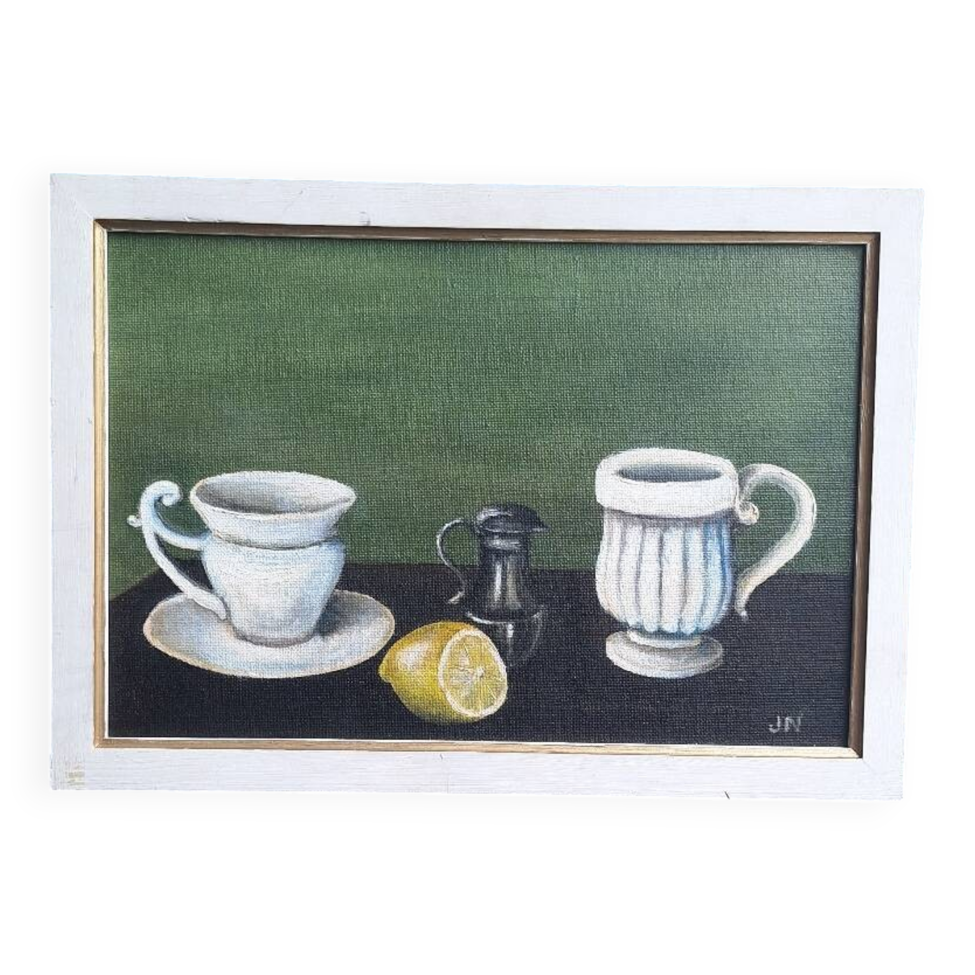 Still life with lemon Oil on hardboard