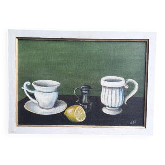 Still life with lemon Oil on hardboard