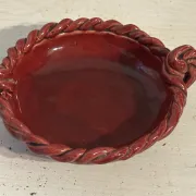Small red ceramic catchall signed Bily – 1950s