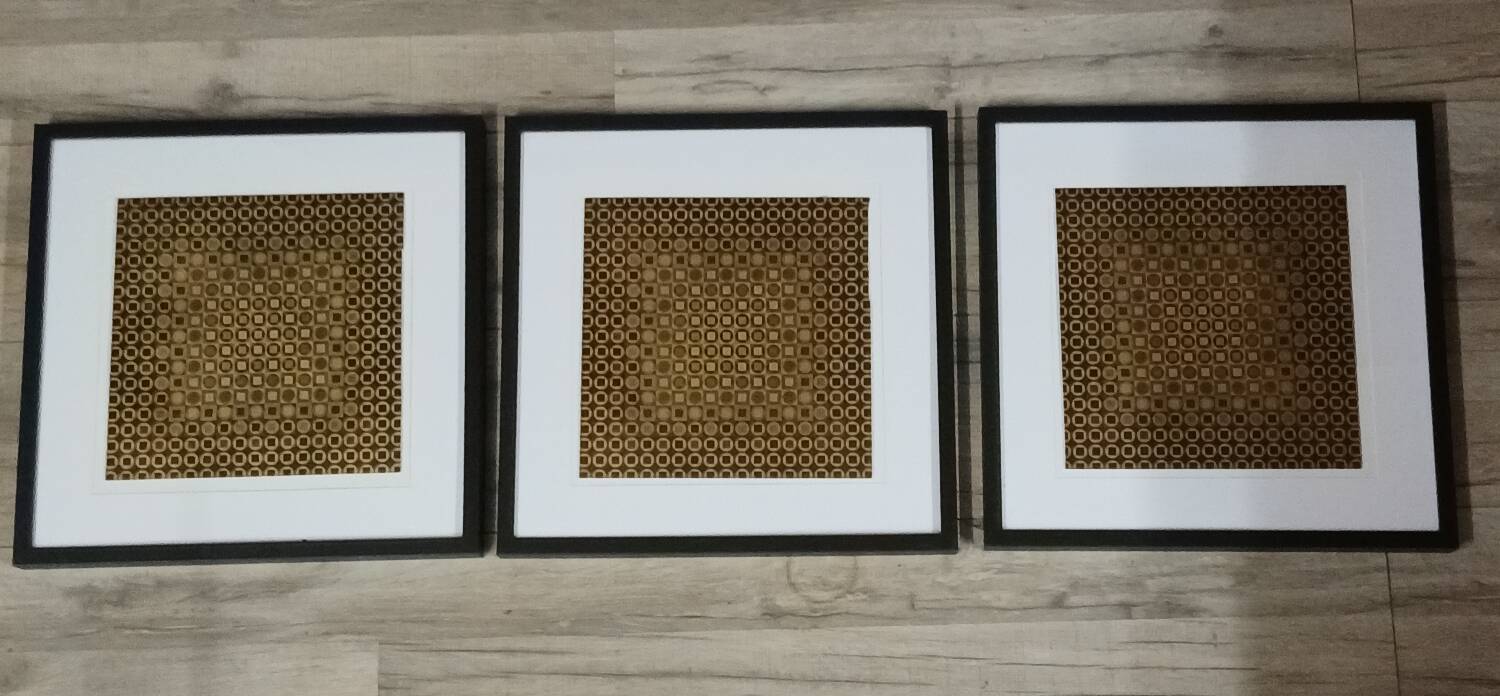 Vintage Optical Art Paintings - Victor Vasarely - Frames 40x40cm.