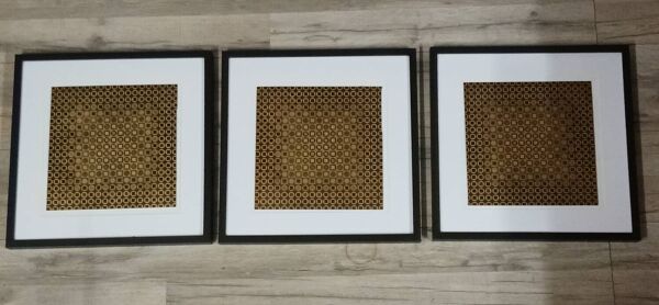 Tableaux Vintage Art Optique - Victor Vasarely - Cadres 40x40cm.