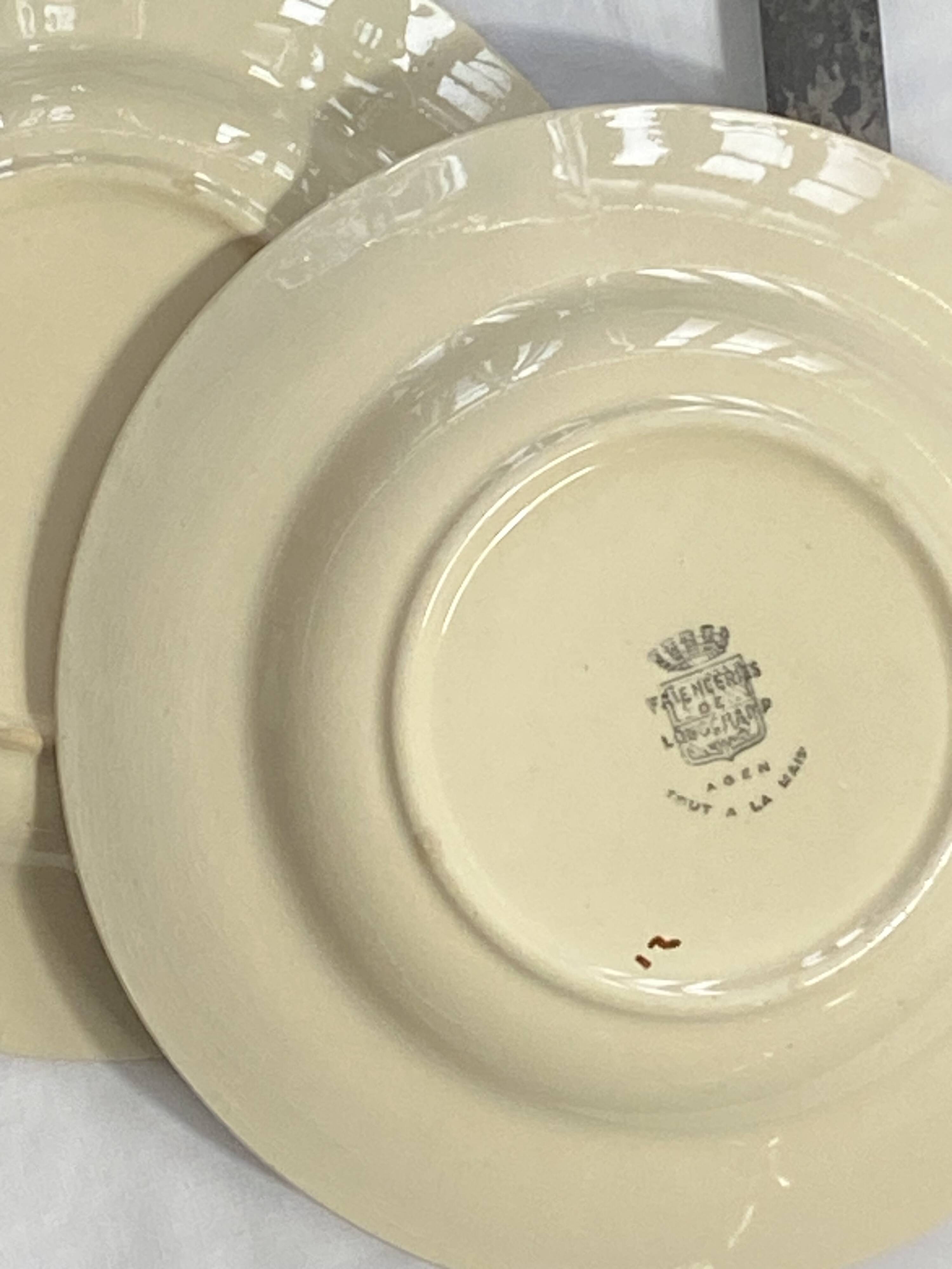 6 assiettes creuses faïence ancienne Longchamp modèle Agen
