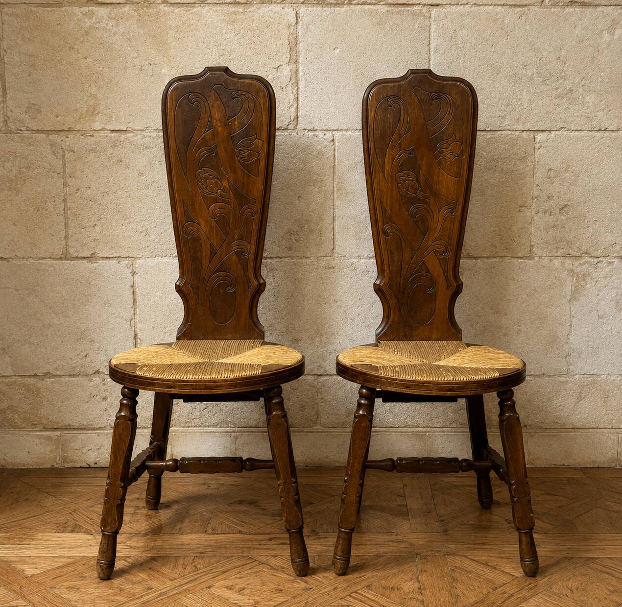 Paire de chaises époque Art Nouveau, école de Nancy, 1900