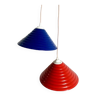 Pair of conical industrial pendant lights 1970