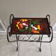 Vallauris magazine rack "la Grange", tiled and wrought iron