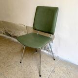 Chair in chrome aluminum and green skaï 1960s