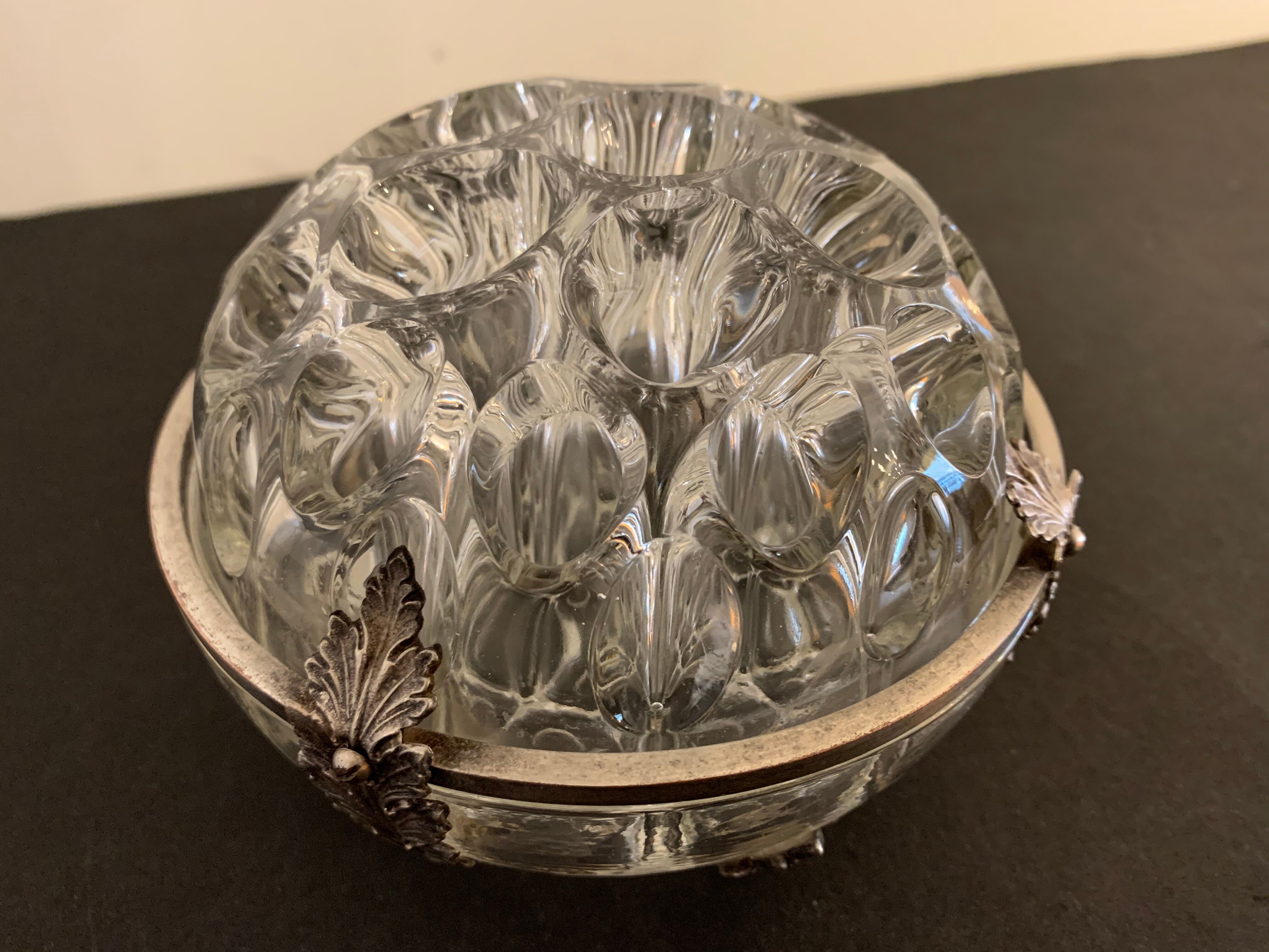 Reims glass flower spade with silver metal footing