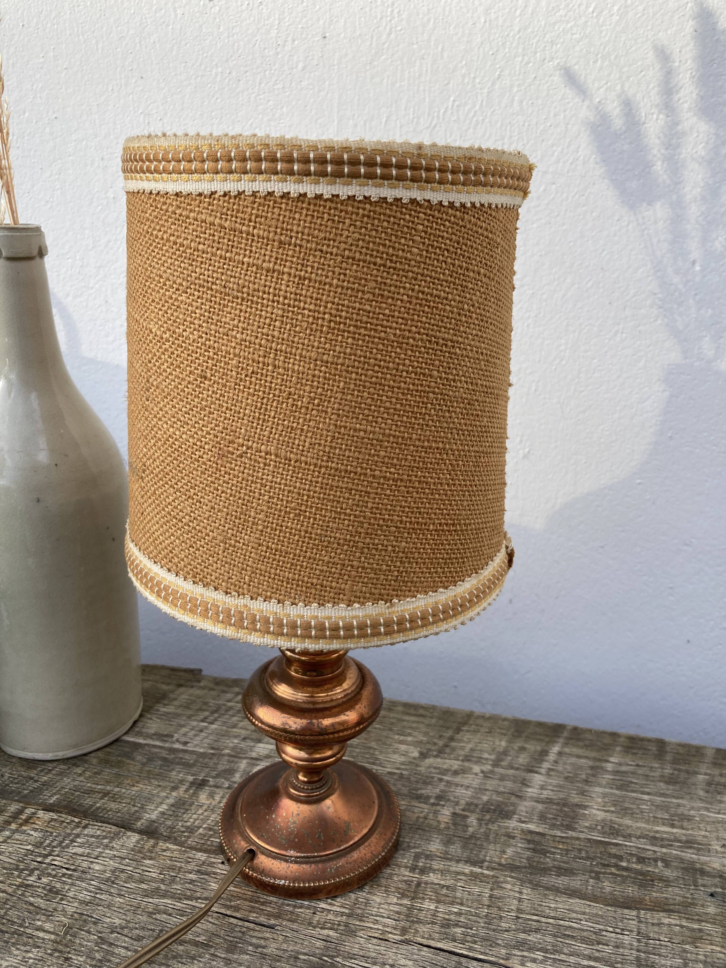 Copper lamp and fabric lampshade from the 70s