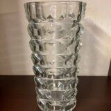 Vintage luminarc glass pave vase from the 70s with tall flowers