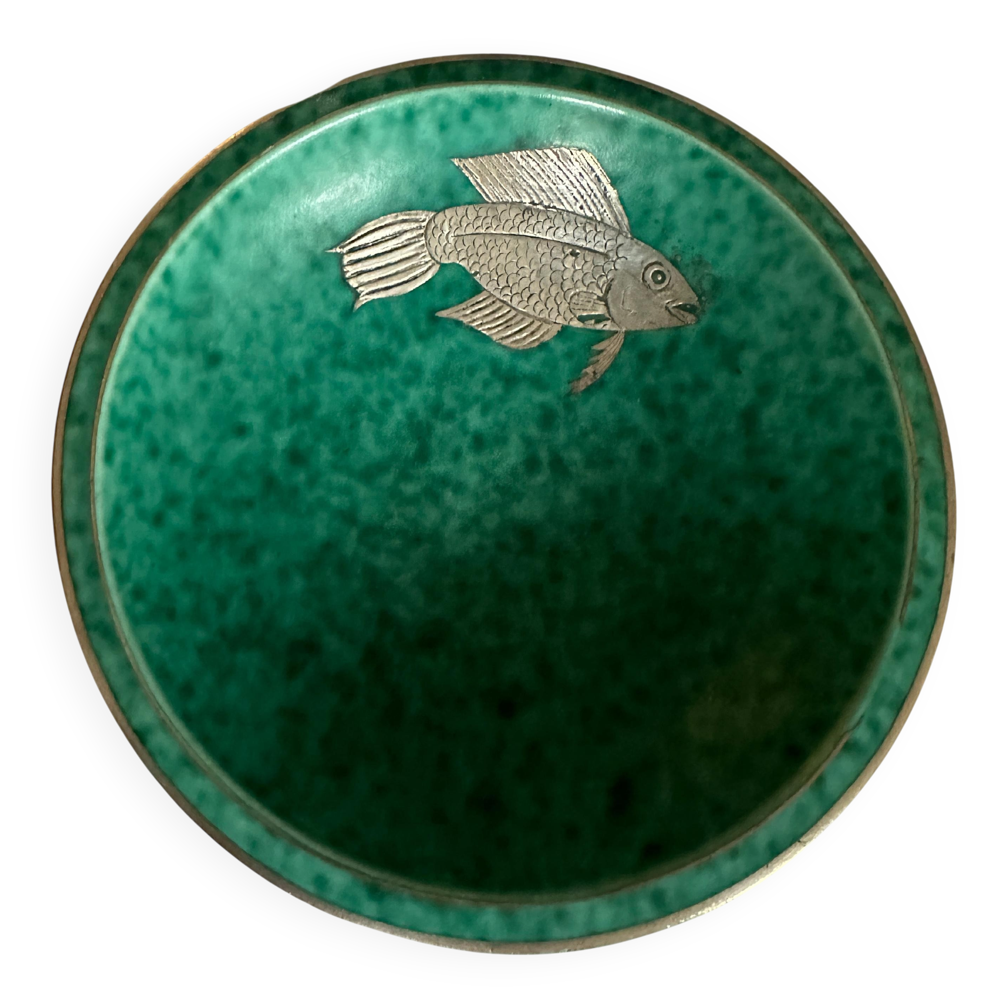 Bowl Wilhelm Kate in ceramic and silver Argenta Gustavsberg Sweden 1950