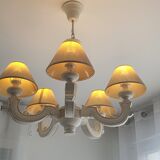 White wooden chandelier 5 branches