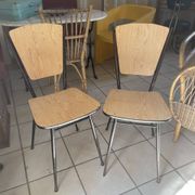 Pair of Formica chairs with a wood effect