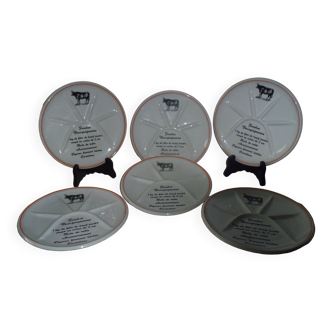 6 fondue plates Tuileries porcelain