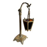 Lampe veilleuse en bronze et verres multicolores Restauration XIXe