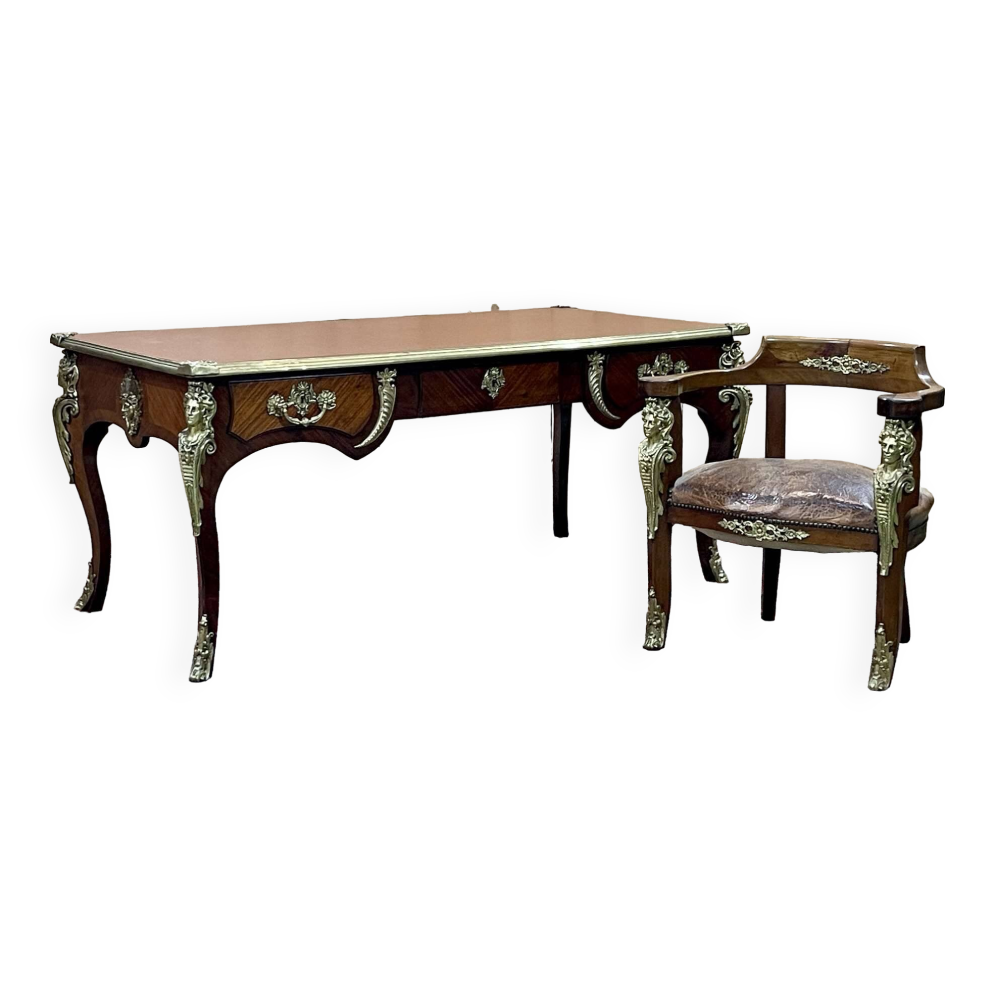 Regency style desk and armchair from the Napoleon III period - late 19th century