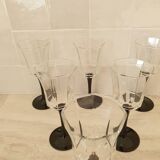 6 Octime octagonal black-footed wine glasses