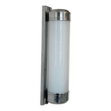 Vintage art deco wall light, chrome and opaline glass, France 1930