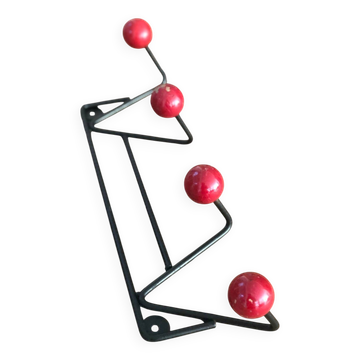 Red and black coat rack
