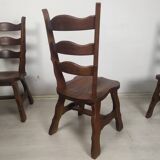 4 brutalist oak chairs