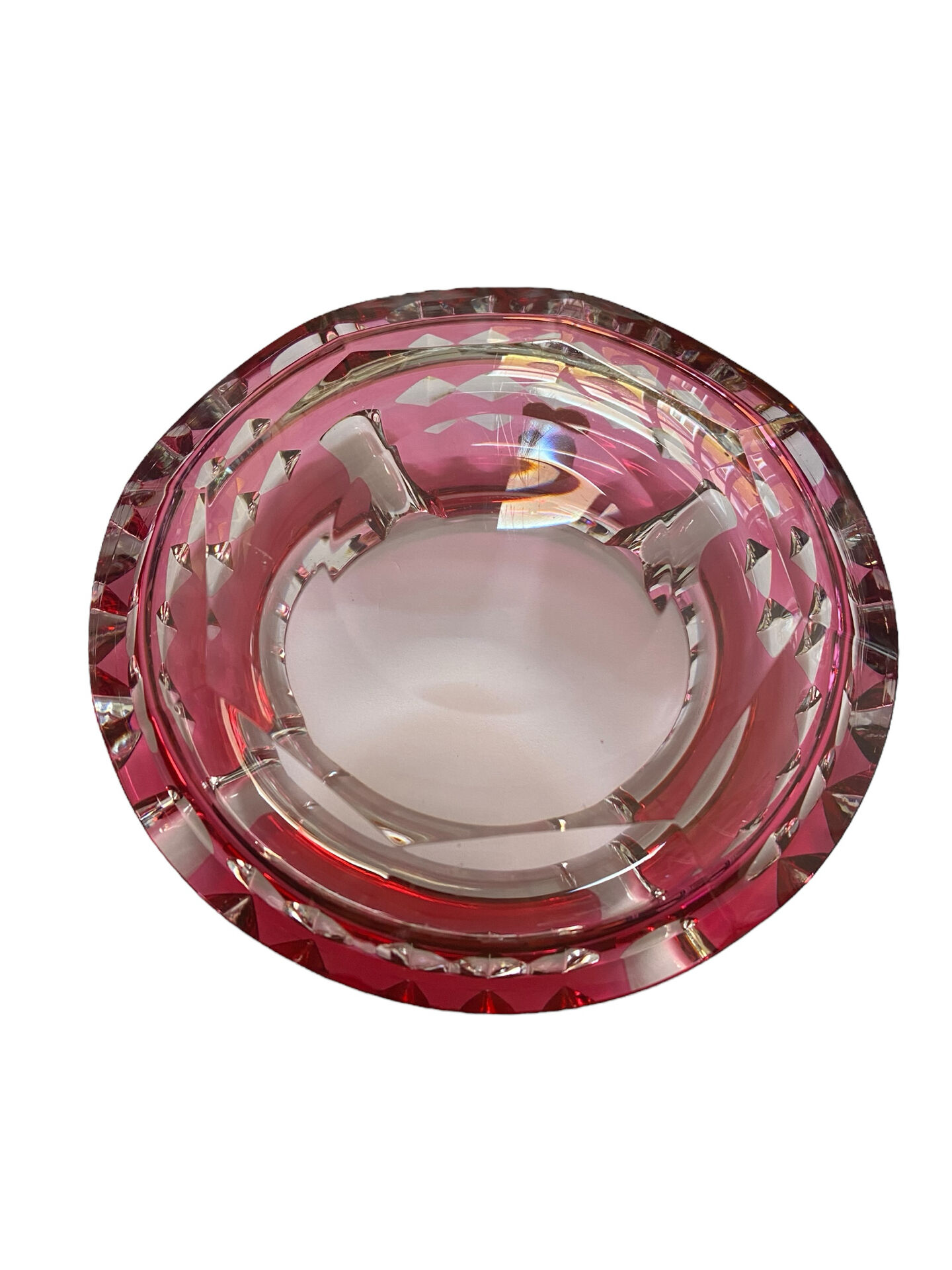 Pink crystal ashtray Val Saint Lambert 1960-1970