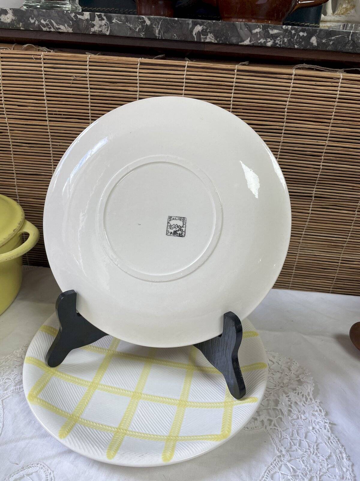 Set of 2 flat plates Salins yellow tiles diameter 24.3 cm