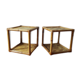 Pair of rattan bedside tables