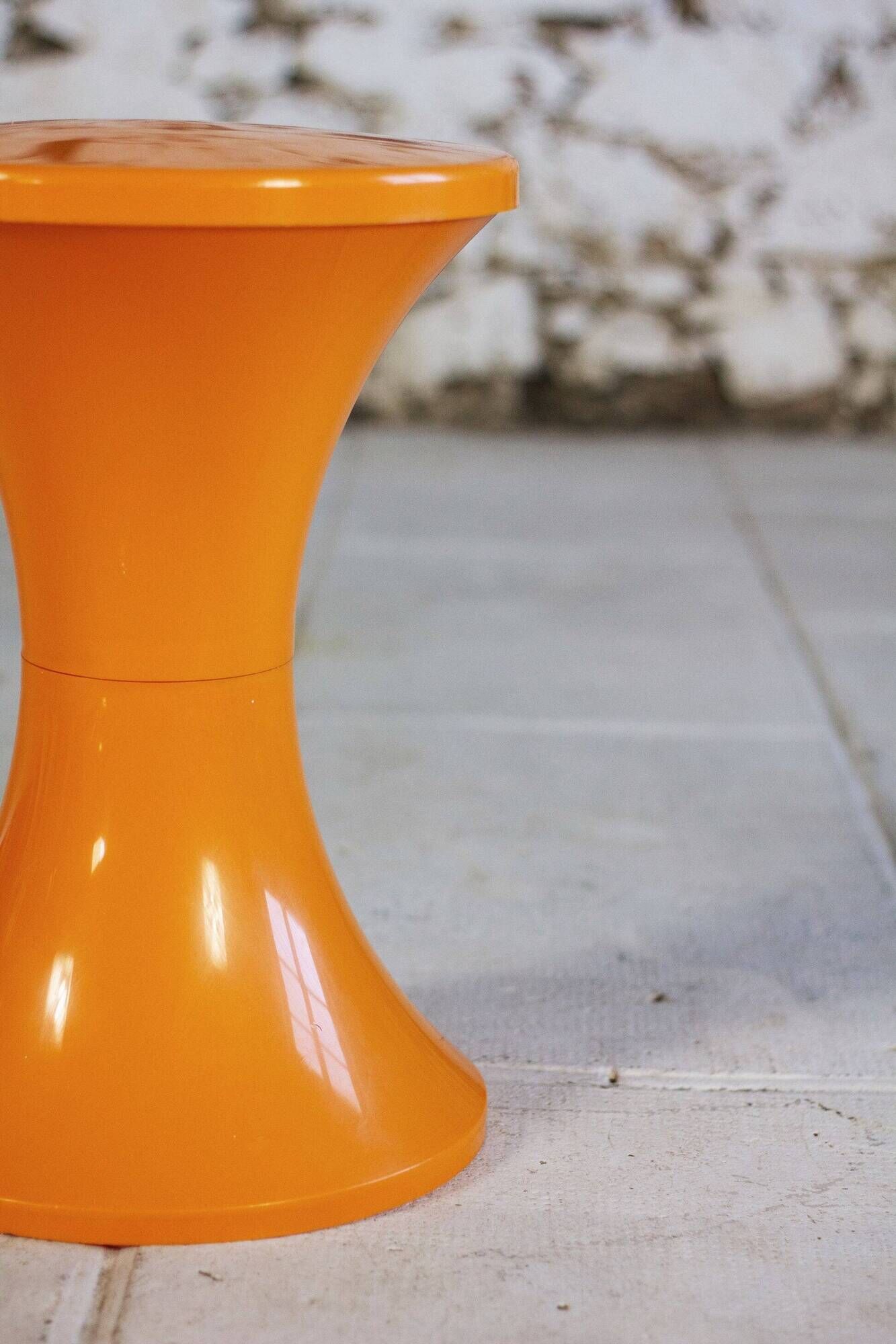 Set of 3 Tam Tam stools in orange by Henri Massonnet for Stamp, 1970.