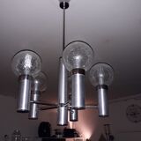 Chandelier 5 glass balls 1970