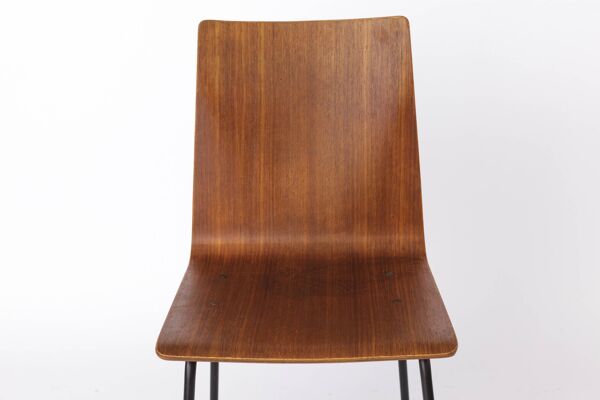 Lot de 6 chaises vintage en contreplaqué années 60 - Design allemand