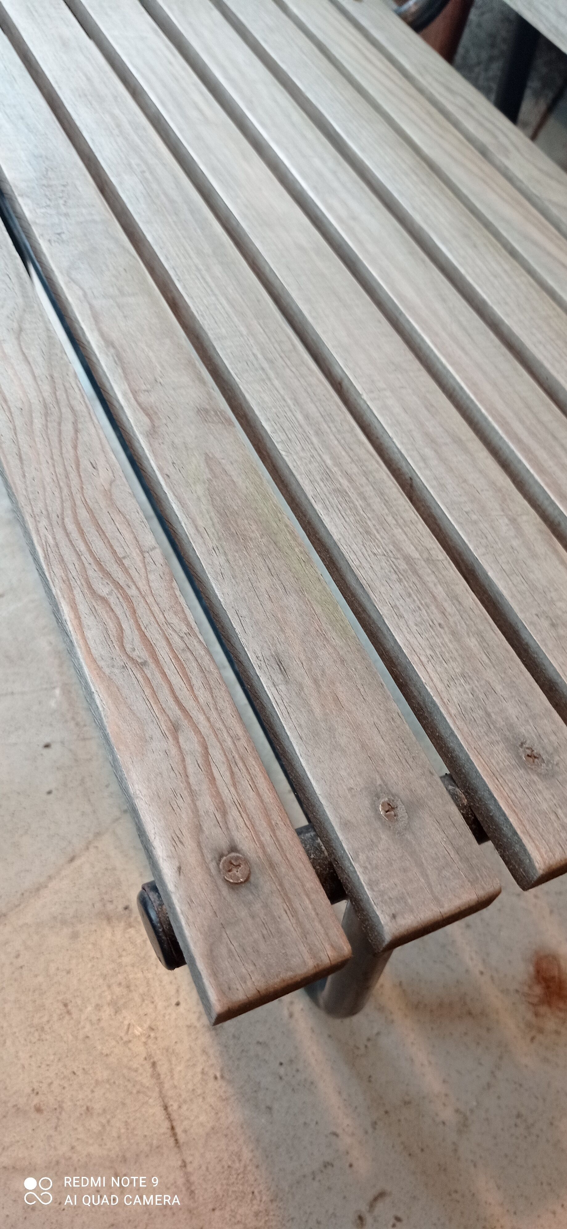 Metal and wood bench