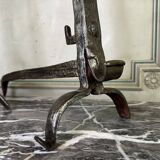 Pair of wrought iron candlesticks, 18th century