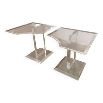 Paire de bouts de canapé en lucite, plexiglas 1970