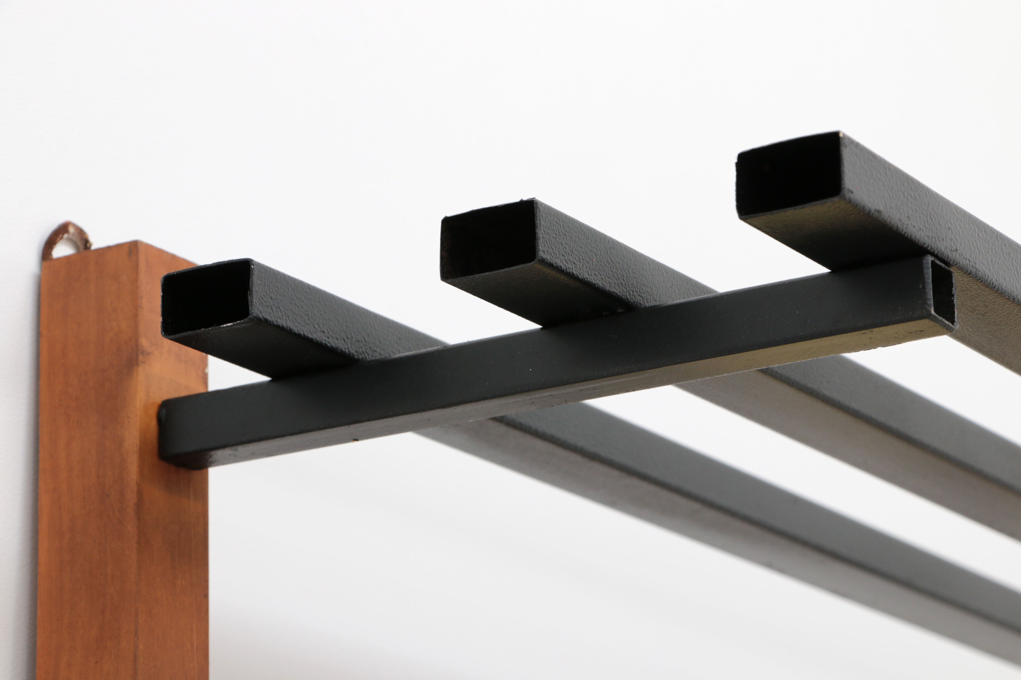 Italian wall coat rack with red cats, cream and hat rack, 1960