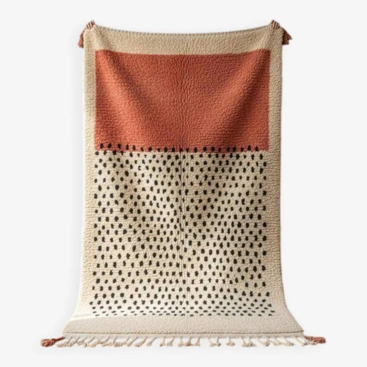 Tapis tissé à la main 250x150 cm, laine, rose, Maroc