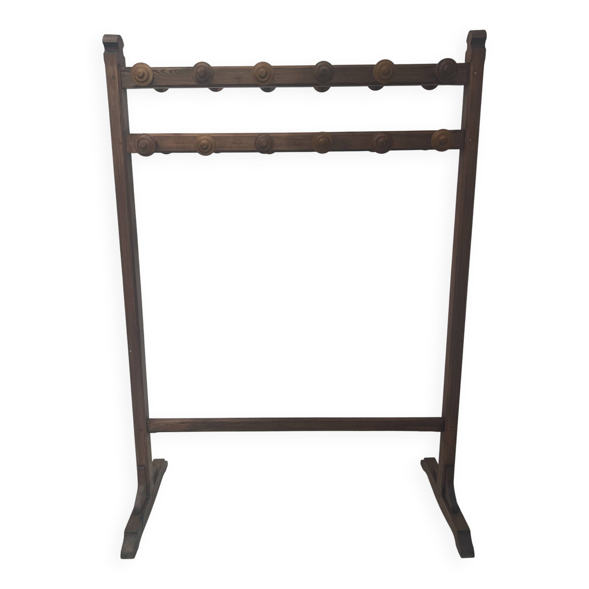 20th century solid fir hotel coat rack