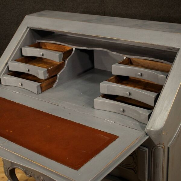 Bureau de pente ou commode scriban en bois laqué esprit Shabby chic époque circa 1920-1930