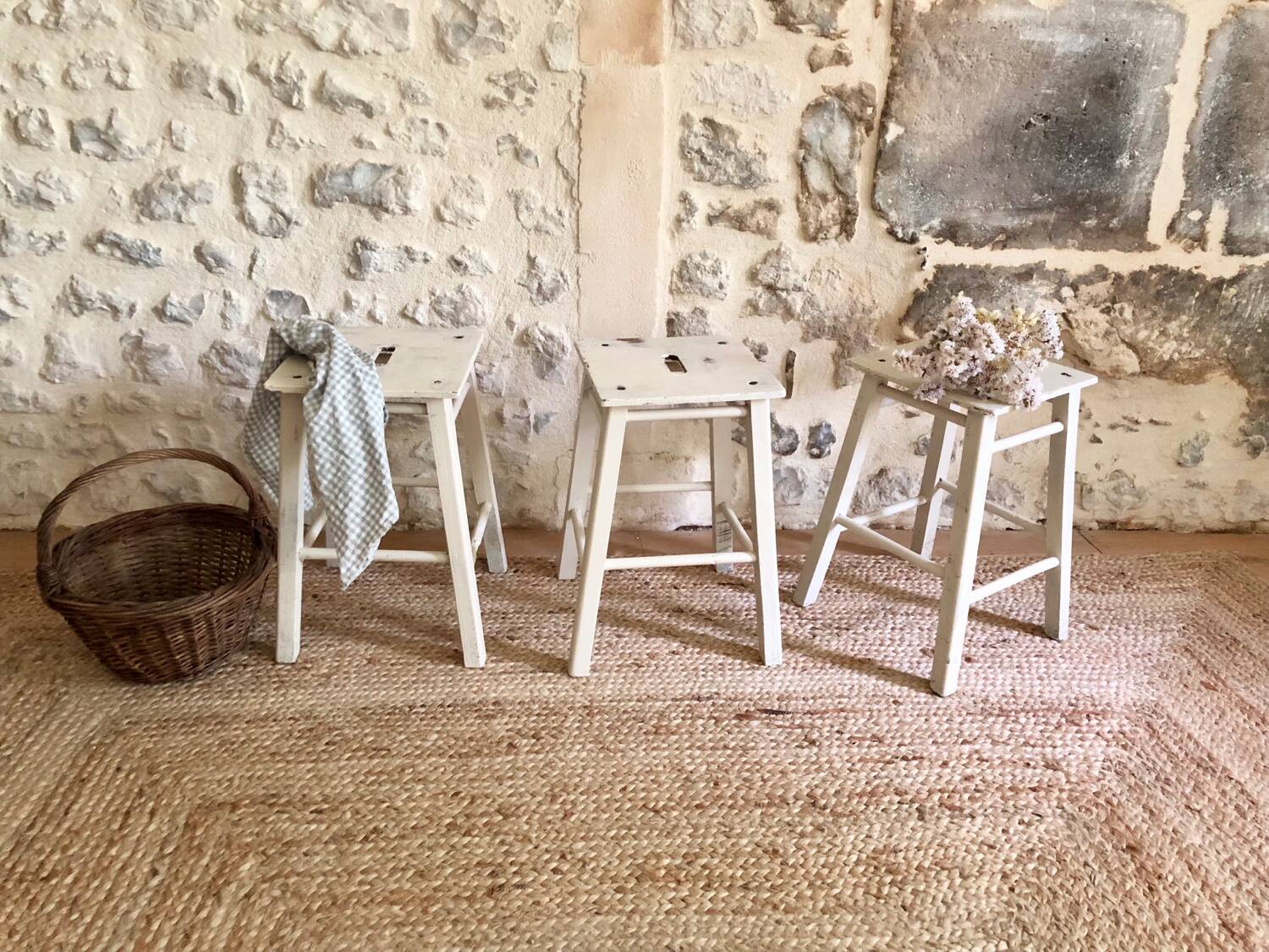 Small antique wooden stools