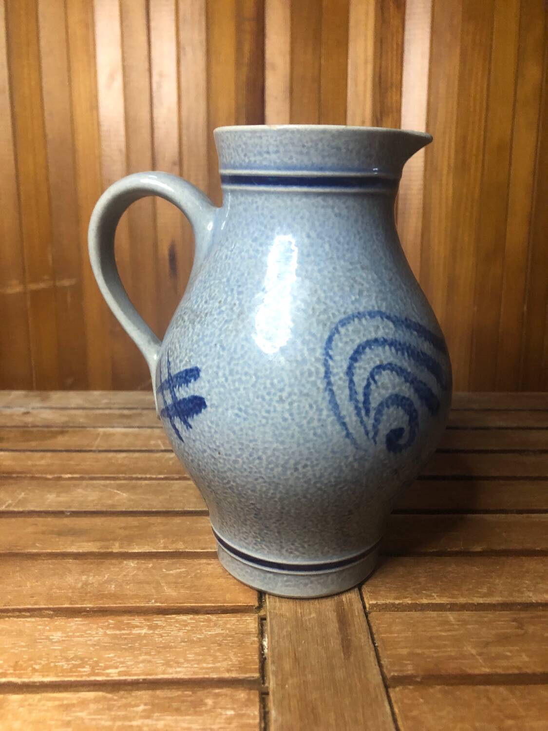 Old Blue Ceramic Pitcher Vintage Blue Decor