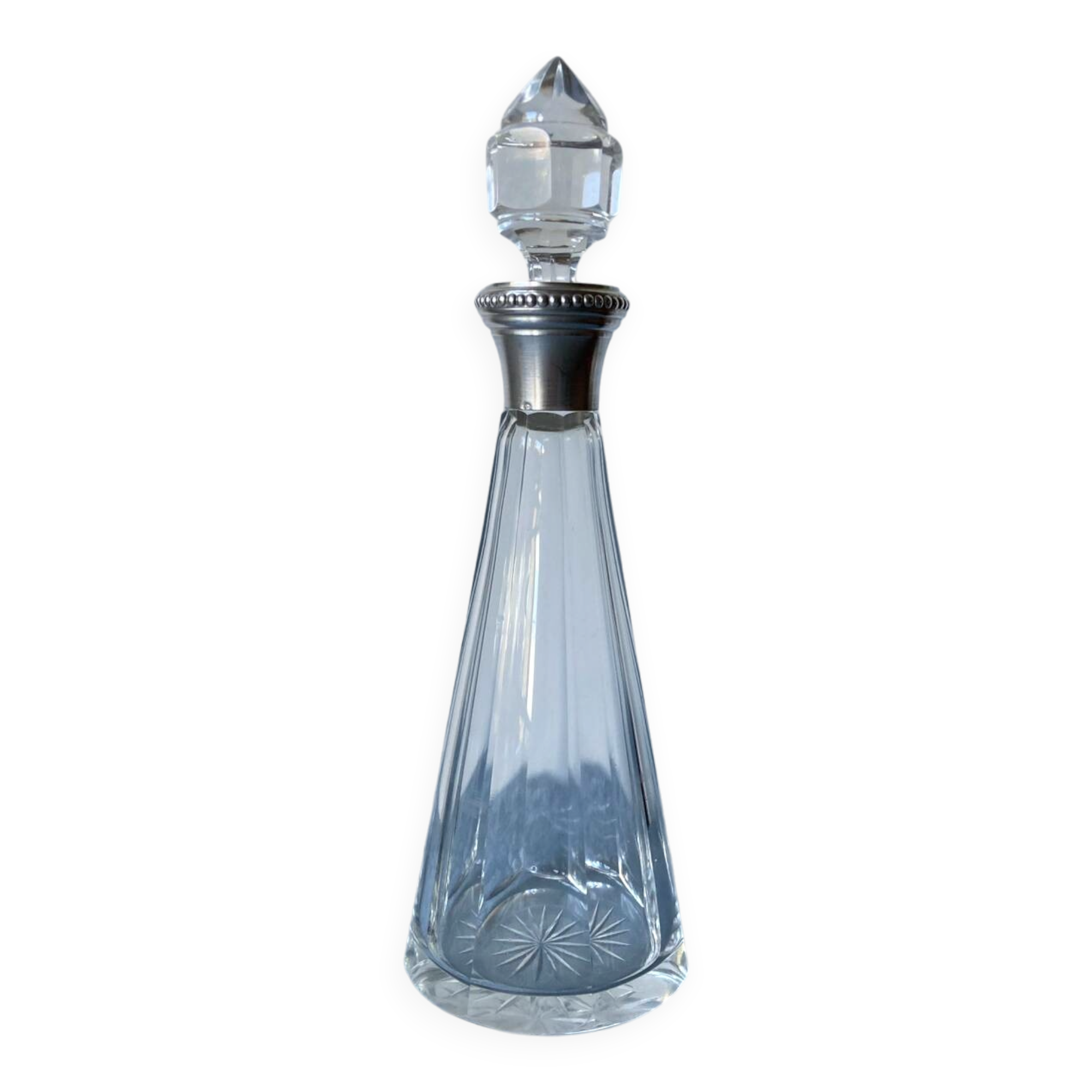 Art Deco crystal and sterling silver carafe