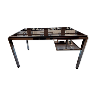 Bureau design années 70 verre & chrome attribué à willy rizzo