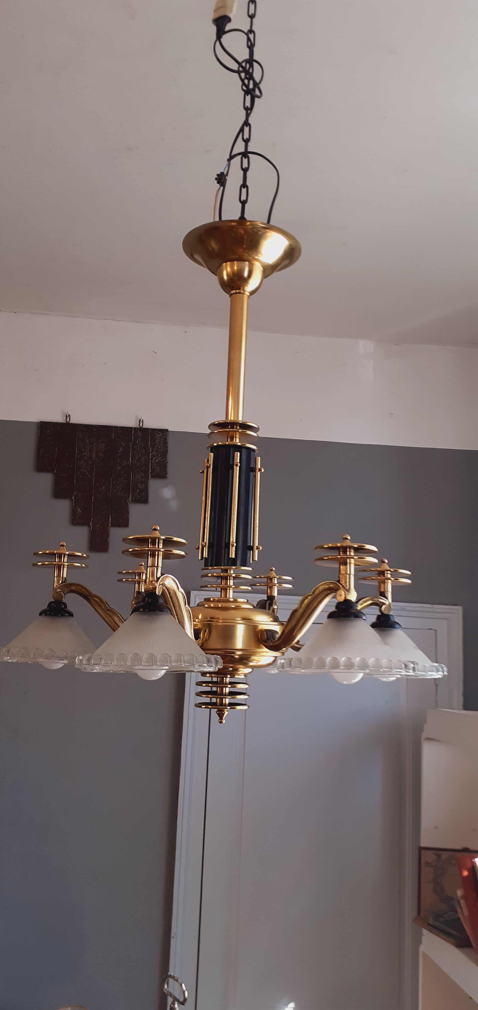 Art Deco chandelier six lights year 40