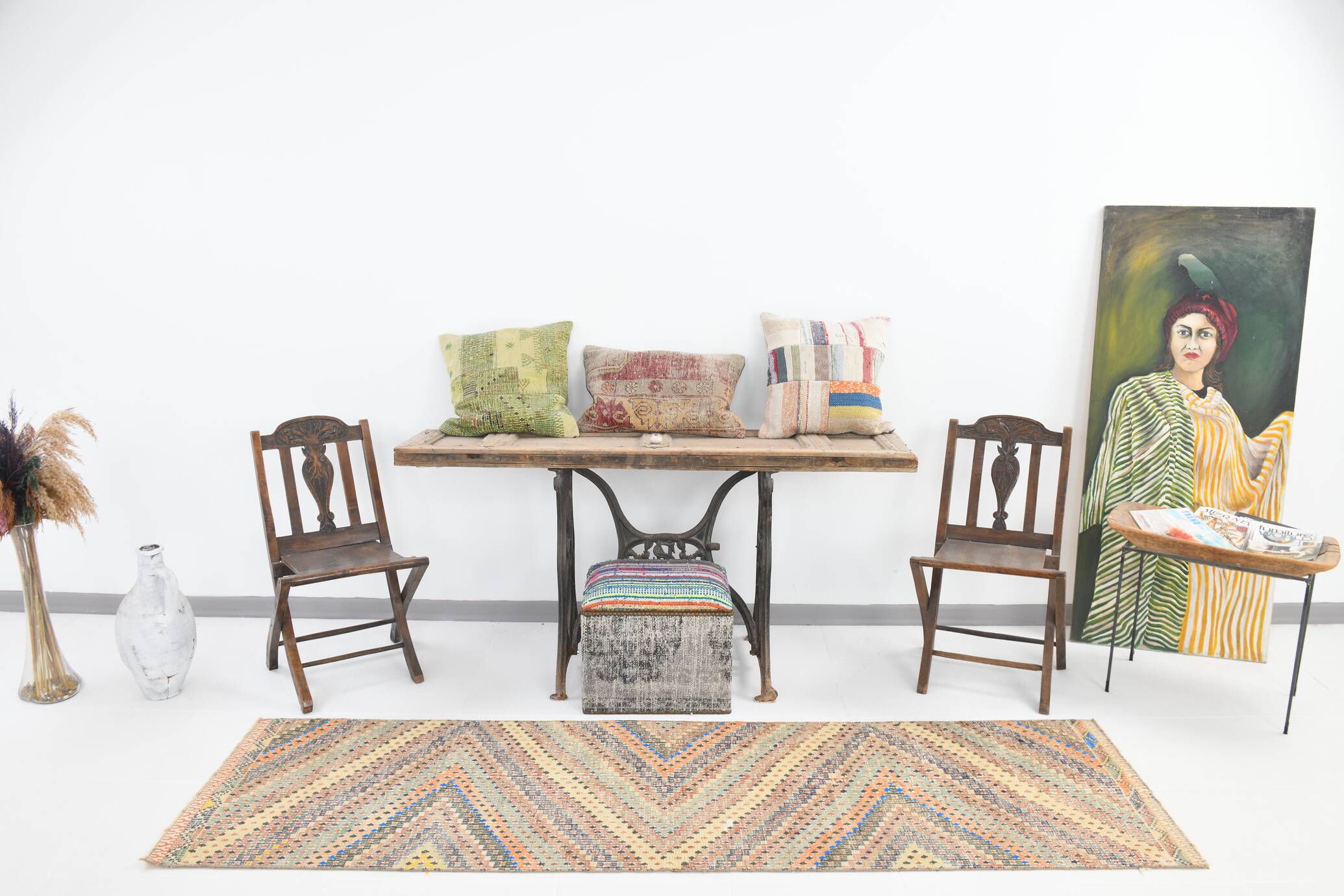 2x8 Colorful Soft Color Kilim Runner Rug, 73x255Cm SK 33035